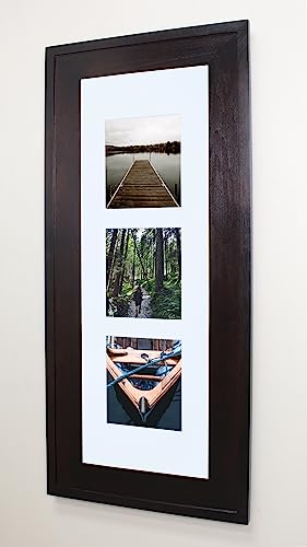 Image of 14x36 Concealed Picture Frame Medicine Cabinet without Mirror for Bathroom, Recessed in the Wall, Made in North America, Real Wood, NO MDF, Adjustable Shelves, Hidden, Coffee Bean