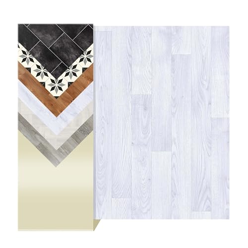 Primaflor PVC Boden Turin | 200x100 cm | Eiche Weiß 090S | 2,00 m Breite | PVC Bodenbelag Meterware | CV Boden in Holzoptik | rutschhemmend R10 | für Wohnräume, Bad, Küche & Büro