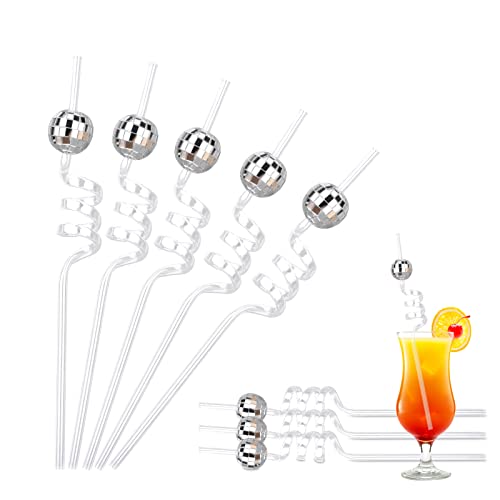 12 Pack Disco Ball Straws, Disco Party Decorations Bachelorette Straws Reusable Plastic Straws, Suitable For Disco Party Home Bar Karaoke Birthday Party Wedding Christmas Decorate #TOP23