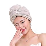 Fyore Ultra absorbente Turbante para el cabello Toalla de secado rápido Anti Frizzy Microfibra Diseño de lujo para mujeres (Caqui)