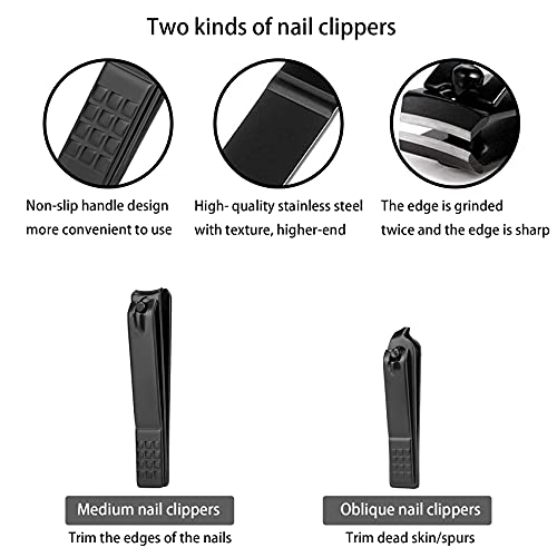 iZhuoKe Maniküre Set,Luxus Maniküre 8 In 1 Edelstahl Professionelle Pediküre Set,Edelstahl Pflege Werkzeuge Mit Schwarz… – Bild 4