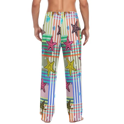 Men's Pajama Pants Glitter Print Starfishes Sleep Pajama Lounge Pant with Pockets, Elastic Waistband2
