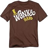 Popfunk - Willy Wonka Vintage Wonka Bar Logo T-Shirt (Large) Brown