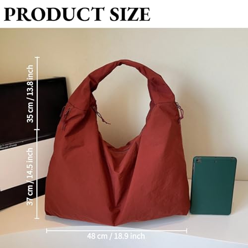 Image of Slouchy Tote Bag for Women Large Nylon Shoulder Bag with Multiple Pockets Crescent Bag Underarm Hobo Bag for Travel Gym