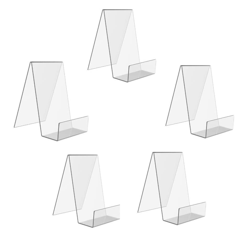 5 Piezas Soporte Libros Transparente, Soportes de Acrílico para Libros, Pantalla Transparente Estante Exhibición Acrílico Soporte Para Tableta Transparente para Mostrar Imágenes