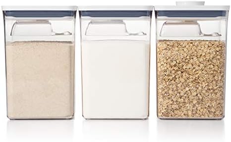 OXO Good Grips 6 Piece(3 Containers & 3 Scoops) Large Canister Set with Scoops, 4.4 qt each, White