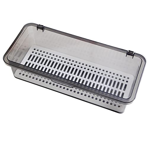 AIYoo Besteck-Tablett, Küchenschublade, Organizer mit Deckel und Abtropfgestell, Kunststoff, Küchen-Besteckablage und Utensilien, Aufbewahrungsbehälter mit Deckel, 31 cm, Kaffeebraun Cover