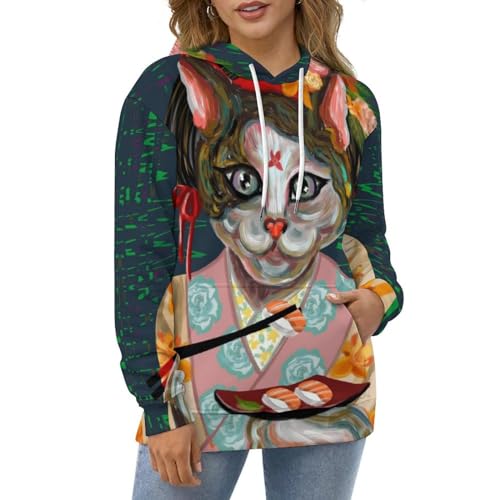 Sweat à capuche chat japonais pull UMENG le cadeau unisexe parfait