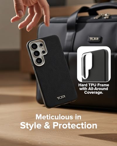 Image of CG MOBILE TUMI [Official Licensed], Protective Case Designed for Galaxy S26 Ultra (2026) | Magnetic System Balistic Texture Case | Genuine Leather Case - Black