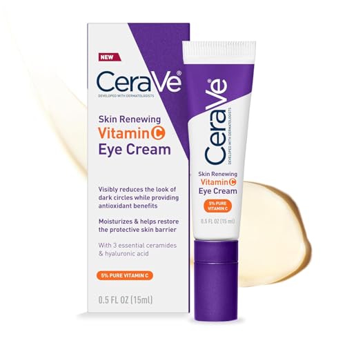 Image of CeraVe Skin Renewing Vitamin C Eye Cream 15ml – Hyaluronic Acid, Ceramides & Caffeine – Reduces Dark Circles & Puffiness – Fragrance-Free, Dermatologist & Ophthalmologist Tested