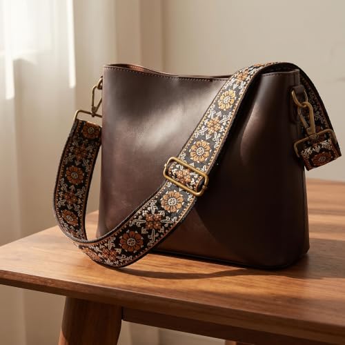 Image of Flower Purse Strap Replacement Embroidery Crossbody Shoulder Strap for Handbag Canvas Purse Extender Accessories