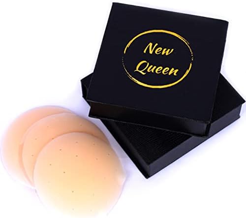 New Queen Breathable Nipple covers extra Adhesive Reuseable & Washable Pasties with Travel box Nipple covers Nude
