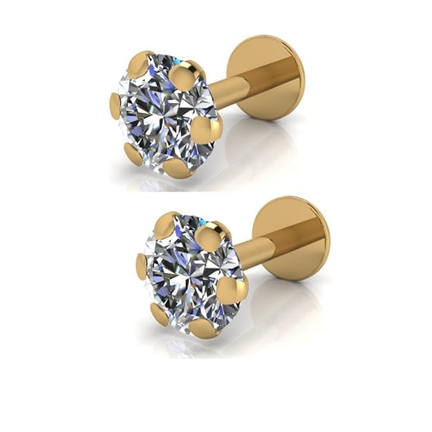 EMSOLNose Pin Stone Design | Square Shape Yellow Gold Nose Pin Stud | Diamond Piercing Nose Stud For Women and Girls (STAR GOLD WHITE 2) (B0DB2FGSM3) Amazon Price History, Amazon Price Tracker