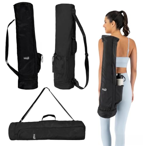 SQUB Yoga Mat Bag Crossbody Gym Bag for Women & Men Waterproof Travel Carrier Fits Thick Yoga Mat Multi Pocket Storage with Strap Holder Shoulder Carry for Fitness Pilates Exercise bags for women