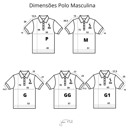Kit 4 Camisa Polo Masculina Piquet com Viscose John Pull