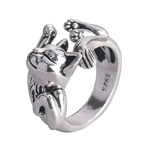 Bague chat femme en cuivre ajustable avec anneau ouvert original