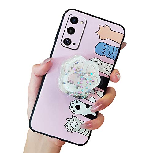 Cute Cartoon Case Compatible with Samsung Galaxy A52 5G Cases Slim Silicone Fit Protective Phone Cover with 3D Liquid Glitter Clear Kickstand