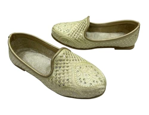 Traditional Unisex Kids Sherwani Dress Shoes – Indian Wedding Mojari Jutti for Boys and Girls – Ethnic Slip-On Footwear for Festive Outfits3