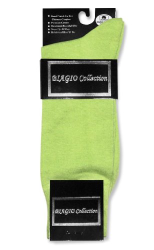 3 Pair of Biagio Solid LIME GREEN Color Men's COTTON Dress SOCKS3