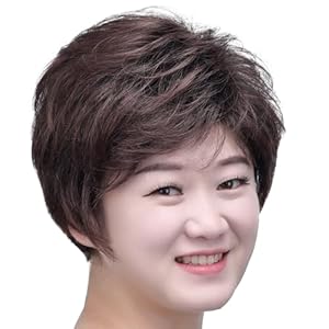 SYXLCYGG Chestnut Brown Wig Old Lady Wigs Synthetic Older White Womens Ladies Hair Wigs Fluffy Full Free Wig Cap