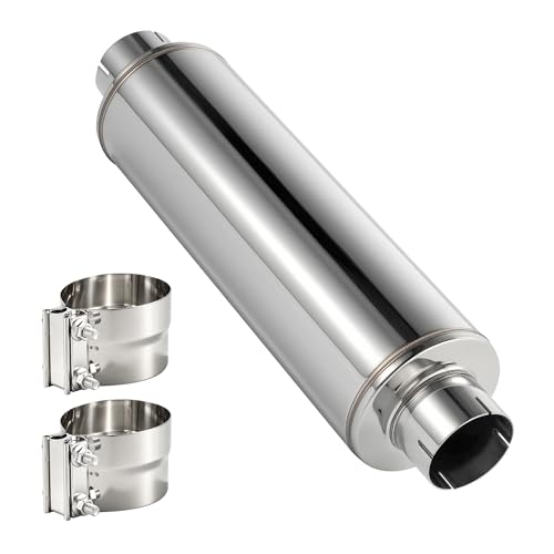 4 Inch Diesel Muffler Exhaust 4 Inlet 4 Outlet Straight Through Resonator 7 x 24 Body 30 OAL Stainless Steel Muffler for Truck