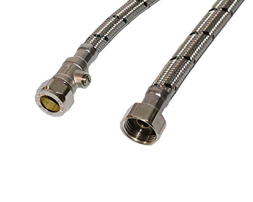 Aumix Lot de 2 raccords flexibles tressés pour robinet de salle de bain avec valve isolante approuvée WRAS 15 mm x 1,2 cm BSP 9 mm Alésage 500 mm Aumix Lot de 2 raccords flexibles tressés pour robinet de salle de bain avec valve isolante approuvée WRAS 15 mm x 1,2 cm BSP 9 mm Alésage 500 mm