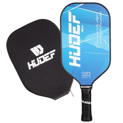HUDEF Pickleball Paddle USAPA Approved, Lightweight Carbon Fiber Face and Polypropylene Honeycomb...