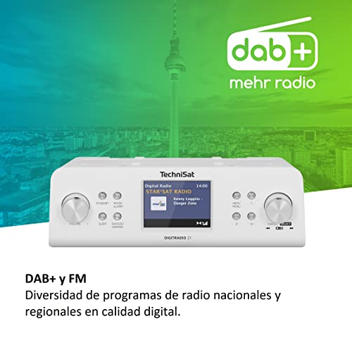 TechniSat DIGITRADIO 21 - DAB+ onderbouw-keukenradio (DAB+, FM, 2,8 inch kleurendisplay, favoriete geheugen, wekker, hoofdtelefoonaansluiting) wit - Image 4