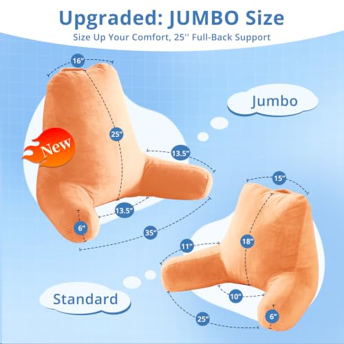 Image of Sasttie Reading Pillow for Bed, Back Pillow for Sitting Up, Orange