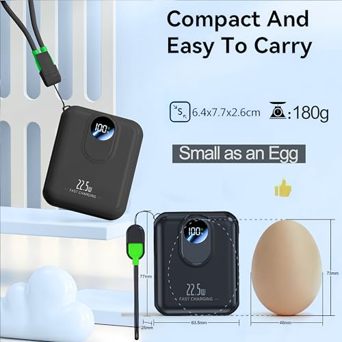 Cargador portátil de 22,5W con cables integrados y batería externa 10000 mAh para iPhone 2