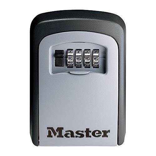 Master Lock Wall Mount Outdoor Lock Box for House Keys, Key Safe with Combination Lock, 5 Key Capacity, 5401EC