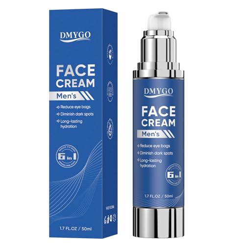6-In-1 Face Cream For Men - Anti-Aging Face Cream Containing Hyaluronic Acid & Squalane Reducing Wrinkles Deep Moisturizing Brightening & Firming Daily Hydrating Face & Eye Treatment (1.7oz)