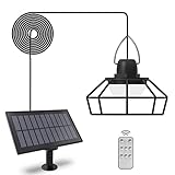 wowspeed Solar Pendant Lights, Dimmable Solar Powered Pendant Lamp, IP65 Waterproof Solar Shed Light with 9.84FT Cord, LED Solar Hanging Lights with Remote Control for Indoor Outdoor (White Light)
