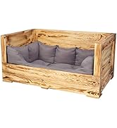 Kistenkolli Altes Land Hundebett Balu aus Holz mit Kissen 115x54x40,5cm Hundekorb Hundekissen Sch...