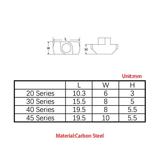 M3 T Nut Nickel Plated Carbon Steel T Slot Nut For 2020 Aluminum Extrusion European Standard (Pack of 100) - Image 4