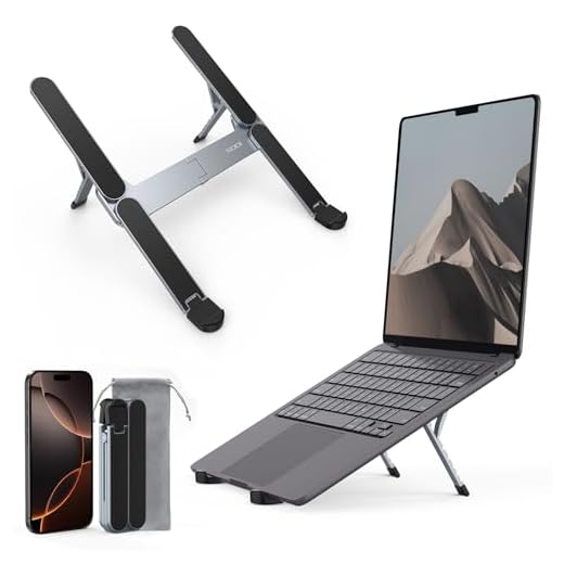SODI [Ultra Compact] Foldable & Portable Laptop Stand for Desk, Lightweight Tablet Stand for Business Travel, Library, Cafe, 6 Level Height Ergonomic Aluminum Computer Holder for 10-16" Laptops