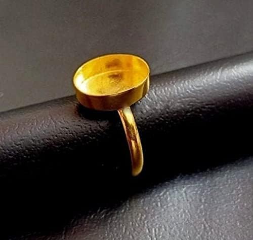 Miniatura 4 de Chapado en oro sobre plata de ley 925 con forma ovalada de bisel liso, engaste de bisel en blanco, base de anillo en blanco, bisel para trabajo de