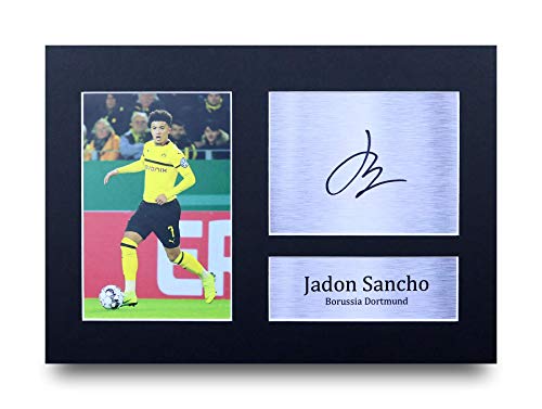 HWC Trading Jadon Sancho A4 Ungerahmt Signiert Gedruckt Autogramme Bild Druck-Fotoanzeige Geschenk Für Borussia Dortmund Fußball Fans