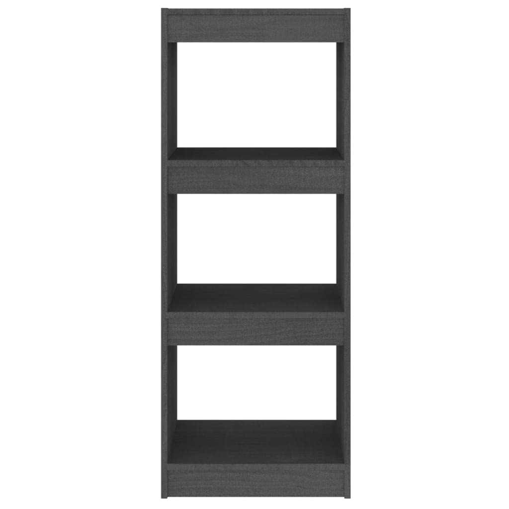 Bücherregal Grau aus Massivholz Kiefer, 40x30x103,5 cm, 3 geräumige Fächer für Bücher und Dekoration, vielseitig als Raumteiler nutzbar, pflegeleicht mit feuchtem Tuch