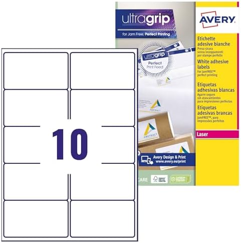 Avery Italia L7173-15 Etichette adesive in carta bianca, 15 fogli...