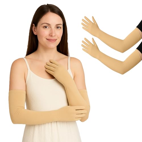 Image of Full Hand Gloves | UPF 50+ Sun Protection Arm Sleeves for Men & Women | UV Blocking Cotton Gloves for Driving, Cycling & Outdoor Sports
