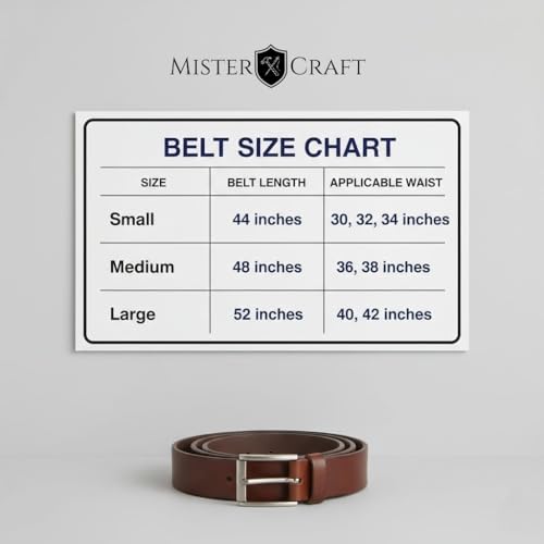 Image of MISTERCRAFT Men's Genuine Leather Casual Belt |Black Handed Milled Textured | Durable Pin Buckle | Adjustable Waist | Ideal for Jeans, Chinos & Formal Wear | Gift for Men