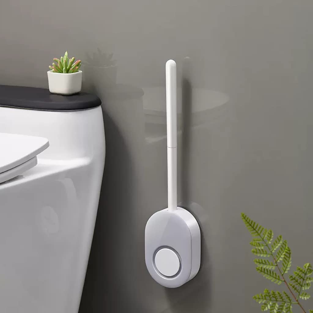 No Dead Toilet Brush, Wall Mounted Silicone Toilet Brush with Holder Set for Bathroom, Toilet Bowl Cleaner Brush and Ventilated Holder,Toilet Brush with Flexible Silicone Bristles, Toilet Clean