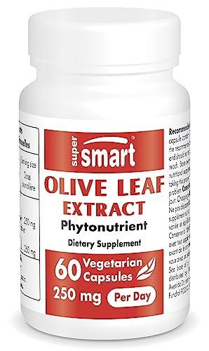 Supersmart - Olive Leaf Extract 250 Mg Per Day - Standardized To 32% Oleuropein - Immune System Booster | Non-Gmo & Gluten Free - 60 Vegetarian Capsules #TOP3