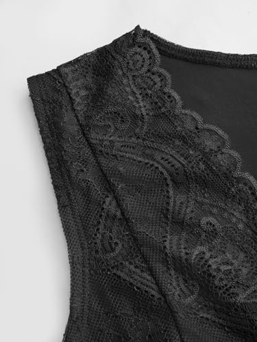 Image of CIDER Lace Crop Tank Tops for Women Going Out V Neck Sleeveless Ruched Tops Trendy Y2K Summer Outfits