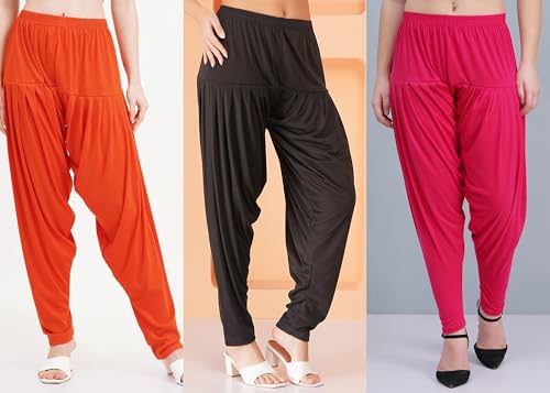 Image of Buy That Trendz Patiyala Pants for Women 3 Combo Patiyala Salwar Harem Viscose Bottoms Pants for Womens