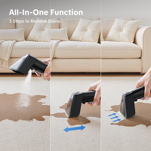 Welsauber Spot Cleaner, Carpet Spot & Upholstery Cleaner with Powerful 600W Motor & 15KPa Strong Suction, Portable Stain Remover Ideal for Sofas, Carpets, Stairs, Mattresses, and Car Seats (Black) - Image 4