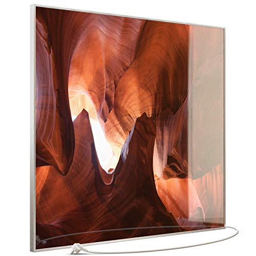 STEINFELD Heizsysteme XXL Infrarot Glasheizung mit Bild und TS11 WiFi Thermostat | Made in Germany | Motive 054 Canyon (1200 Watt, silber/ Alu)