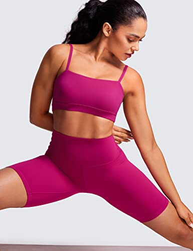 Image of CRZ YOGA Butterluxe Womens Adjustable Spaghetti Thin Strap Sports Bra - Padded Wireless Square Neck Workout Yoga Clothes