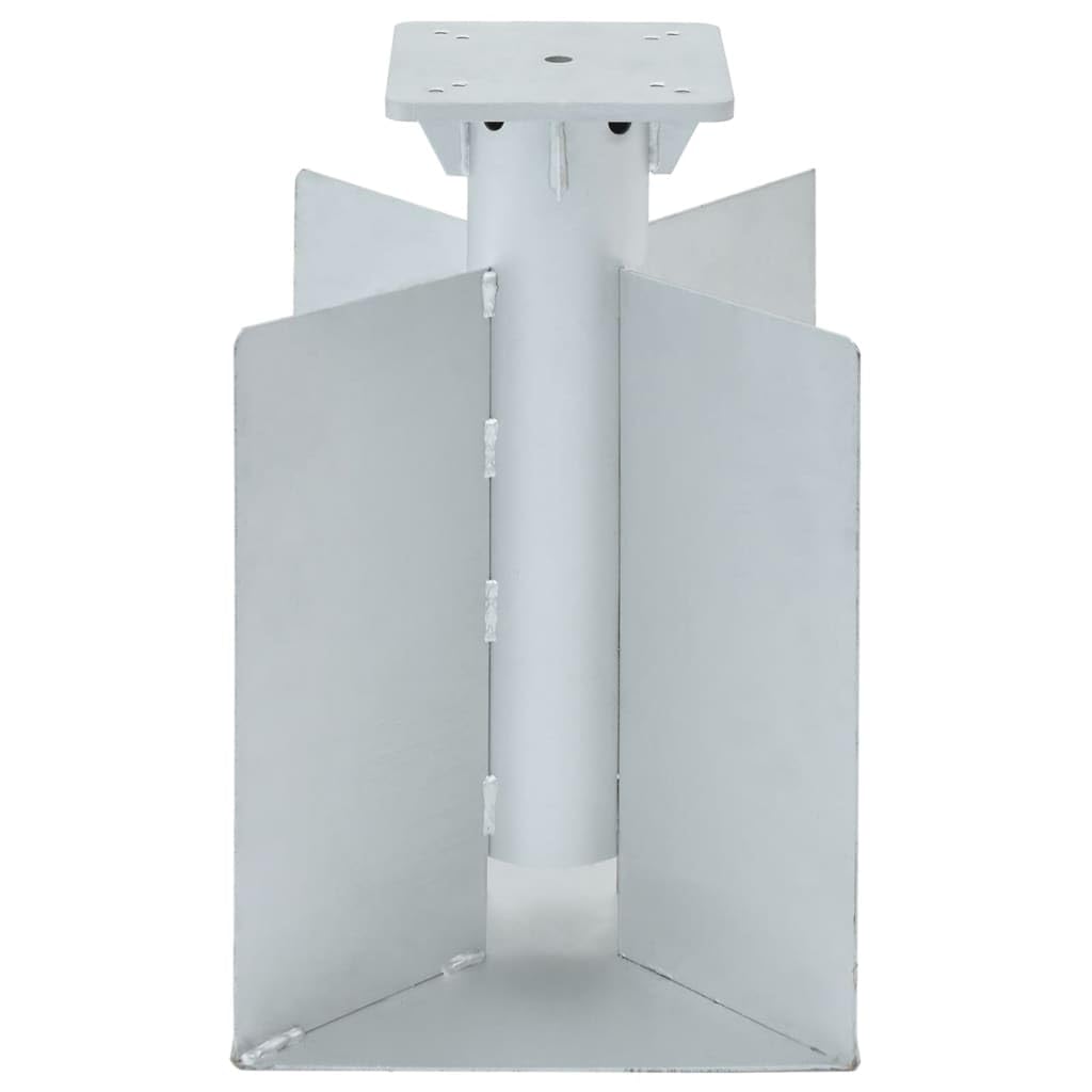 Tuleja osadcza do parasola przeciwsłonecznego, srebrna, 27,5 x 27,5 x 45 cm, wytrzymała stal z powłoką Dacromet, nie zajmuje dużo miejsca podstawa parasola na taras, do ogrodu i na zewnątrz